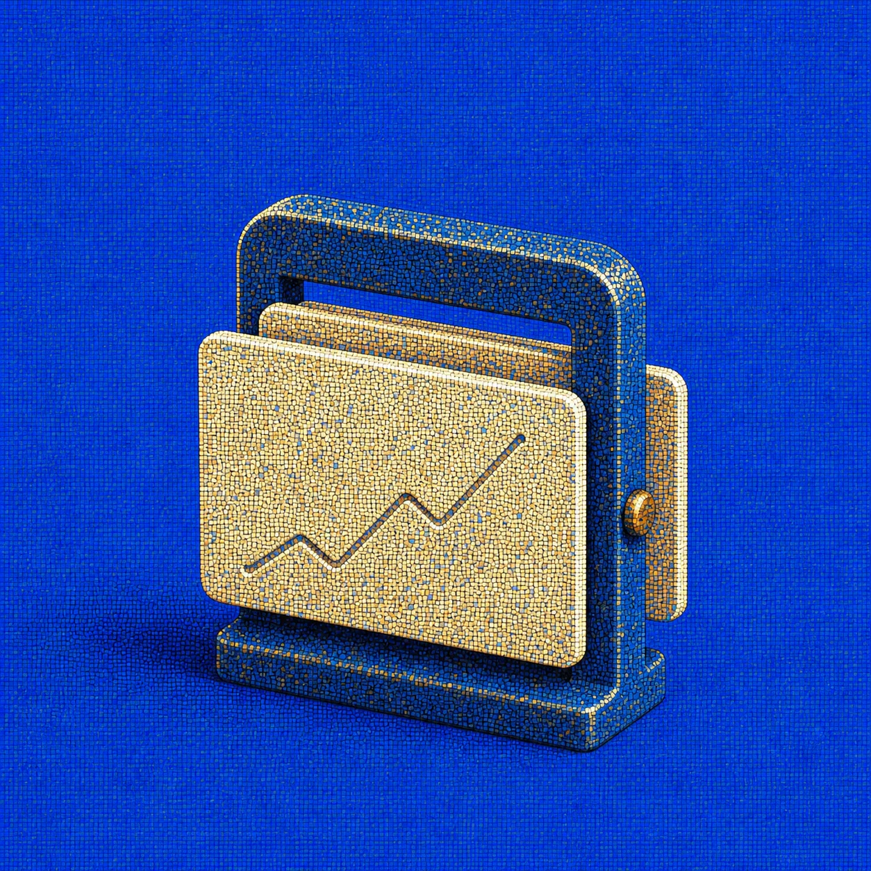 Pointillist market cards passing through a registry frame